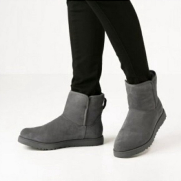Ugg Cory II Boots Charcoal Gray Suede Shearling Classic Mini Short Ankle Sz 5 - Picture 5 of 16